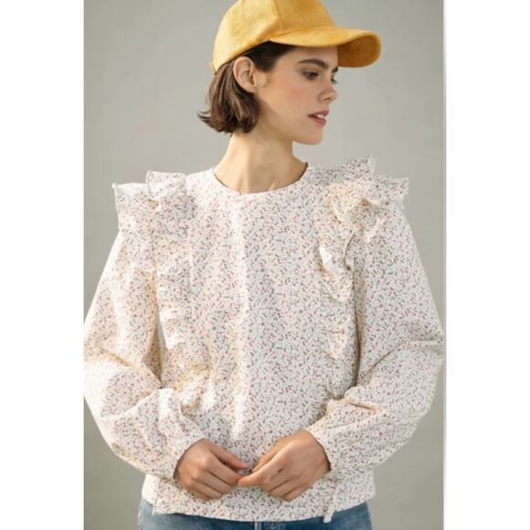 ANTHROPOLOGIE Allaire Floral Print Long Sleeve Top Womens XL - Picture 1 of 15